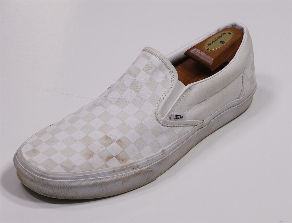Vans White Checkerboard Slip-On Sneakers Mens 13